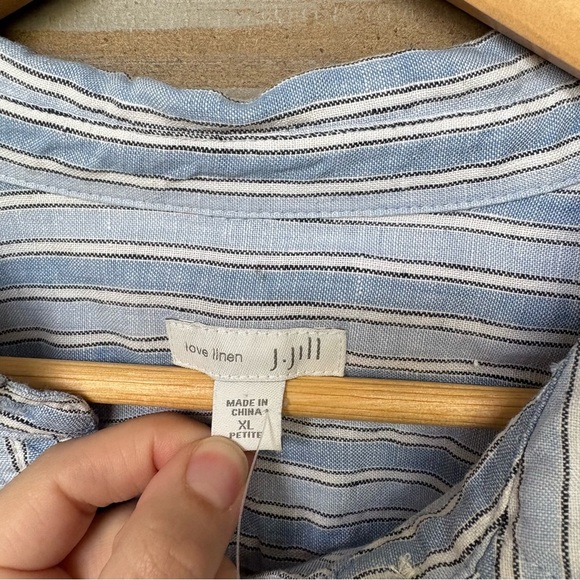 J. Jill Pure Jill Linen Tunic Dress Coastal Preppy Laggen Look Stripe Womens XLP - Picture 2 of 4